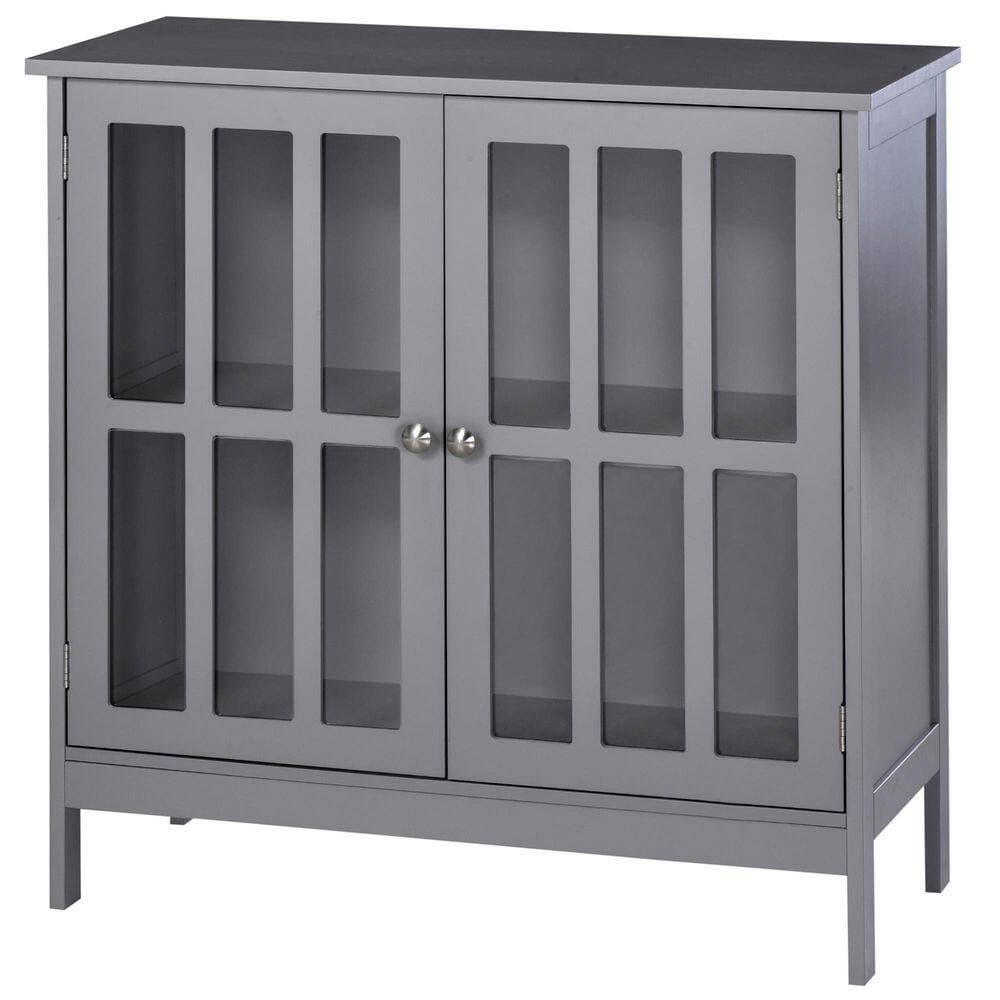 Buruis 31.5 in. W x 14.3 in. D x 31.5 in. H Gray Bathroom Linen Cabinet with 2 Doors (1)