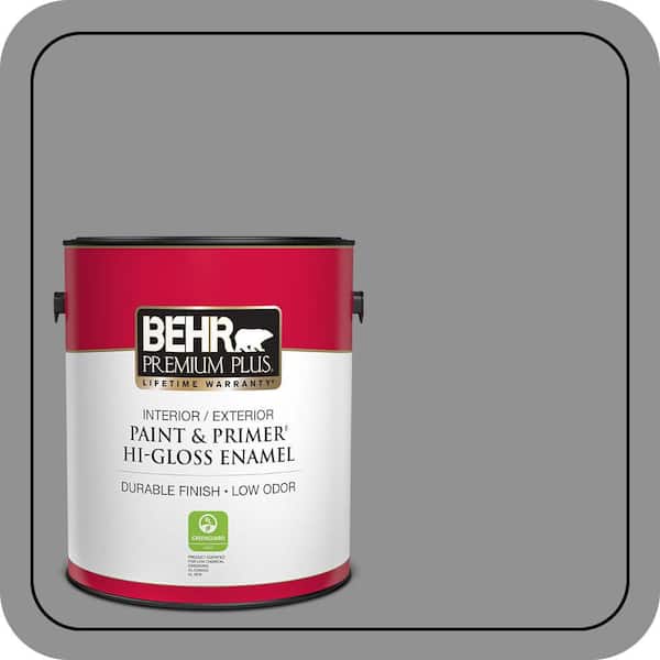 BEHR PREMIUM PLUS 1 gal. #N520-4 Cool Ashes Hi-Gloss Enamel Interior/Exterior Paint & Primer (2)