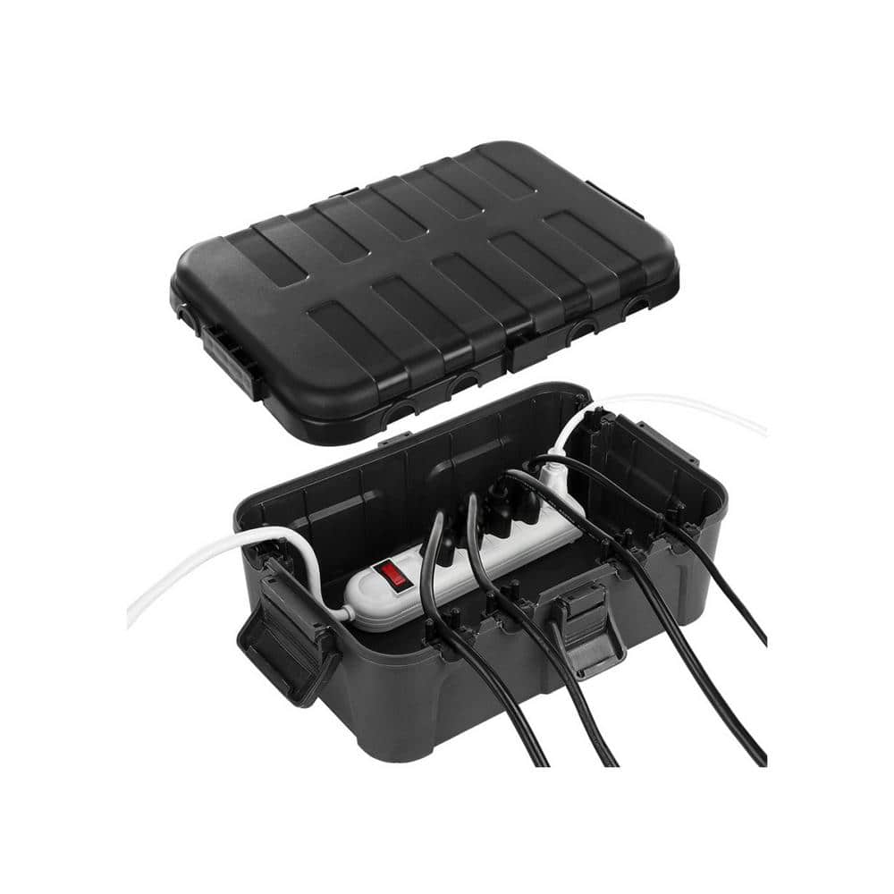 Lukyamzn Large Outdoor Electrical Box, IP54 Waterproof Extension Cord Cover Weatherproof, Protect Outlet, Plug, Socket in Black (1)