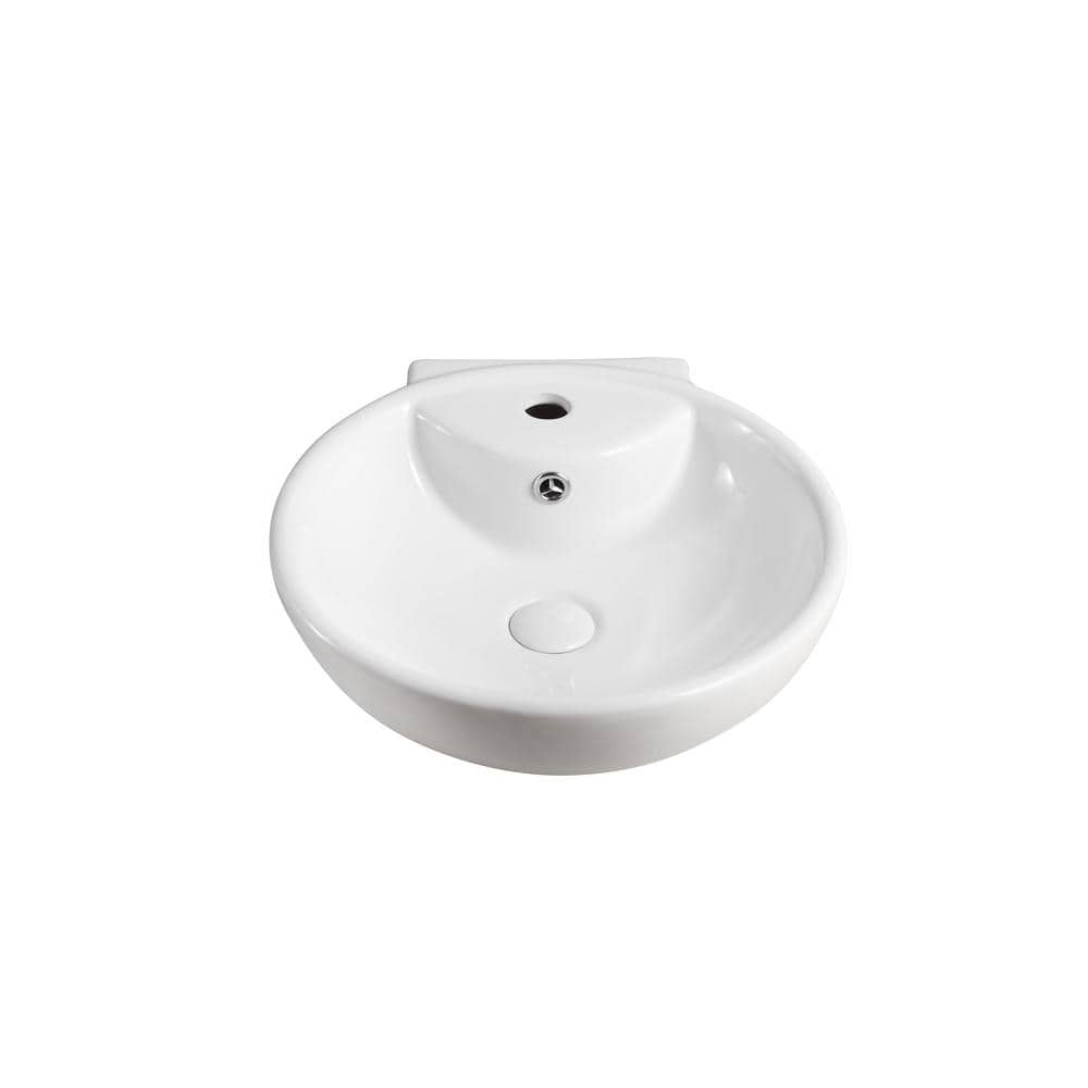Elanti Wall-Mounted Rounded Bathroom Sink in White (2)