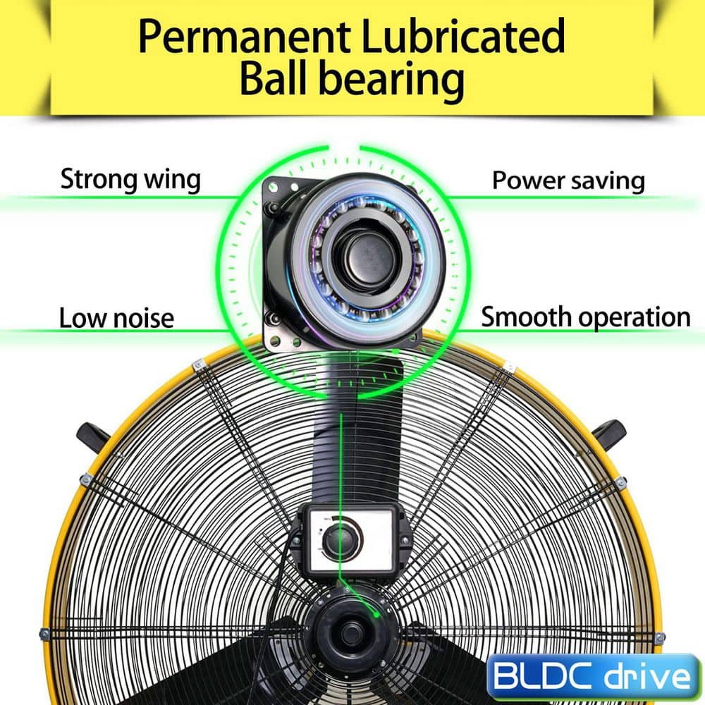 MELEZOOM 36 in. Heavy Duty Floor Drum Fan with Variable Speeds, 21,100 CFM in Yellow for Industrial/Commercial (3)