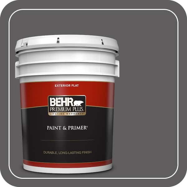 BEHR PREMIUM PLUS 5 gal. #T17-10 Shades On Flat Exterior Paint & Primer (2)