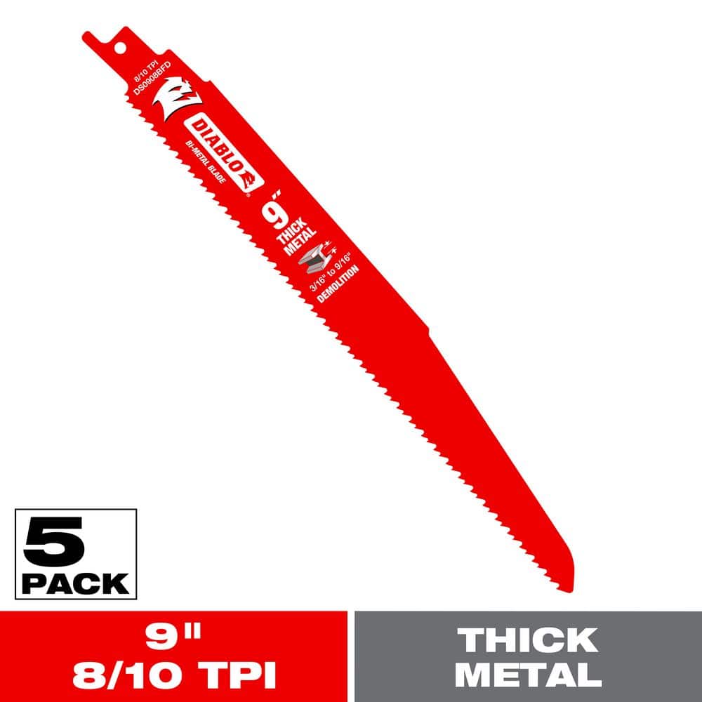 DIABLO 8 TPI Steel Demon Reciprocating Saw Blade for Thick Cutting