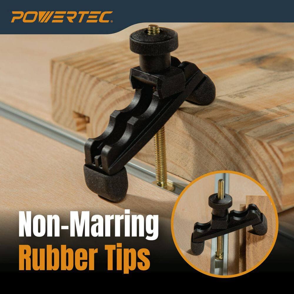 ‎POWERTEC T-Track Hold Down Clamps-Multi-Positional Clamps for Arachni Flex Portable Workbench and T-Tracks for Woodworking (4PK) (2)