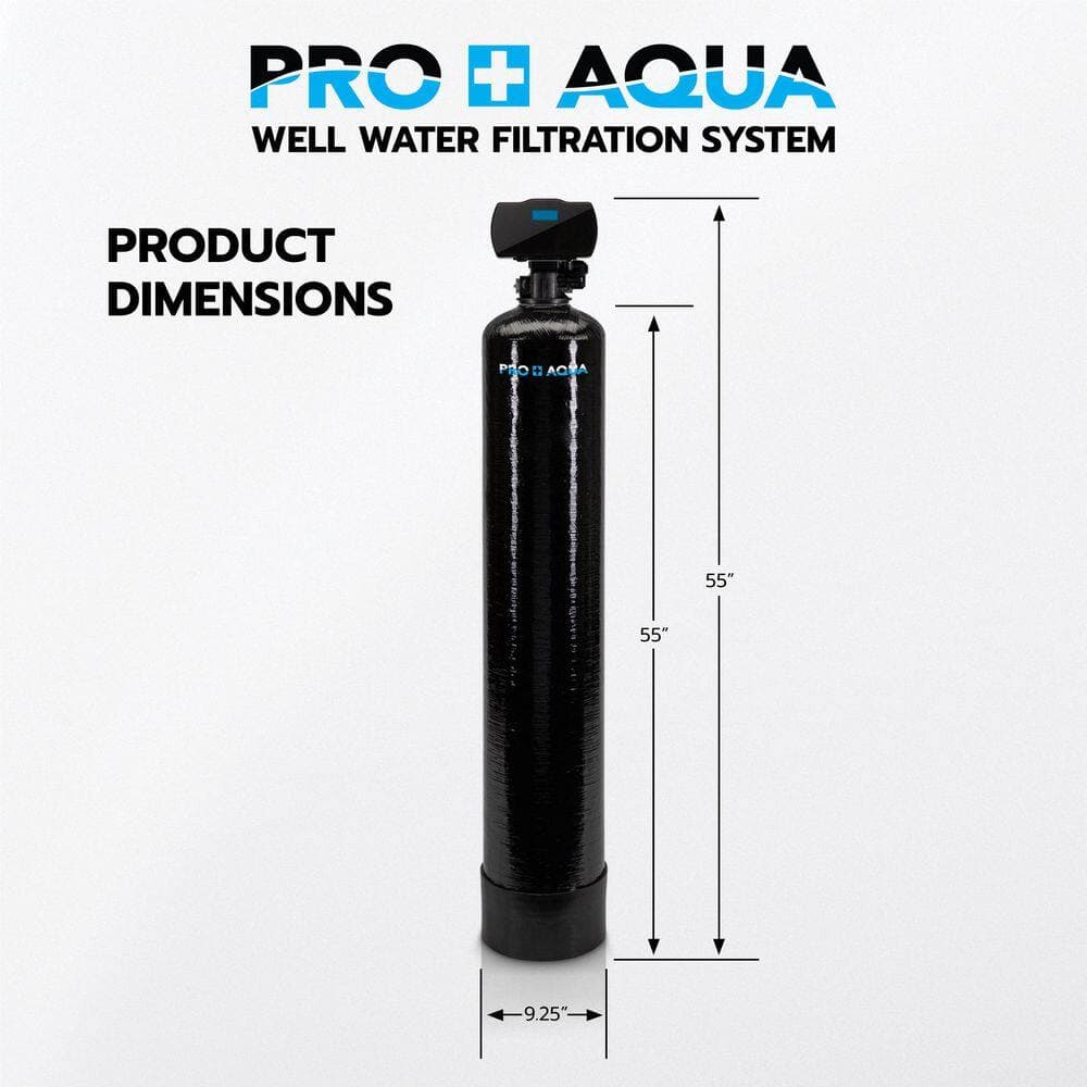 PRO+AQUA Whole House Well Water Filtration System Filters Iron Sulfur Manganese and More 1 in. Digital Valve 1 cu. ft. (2)