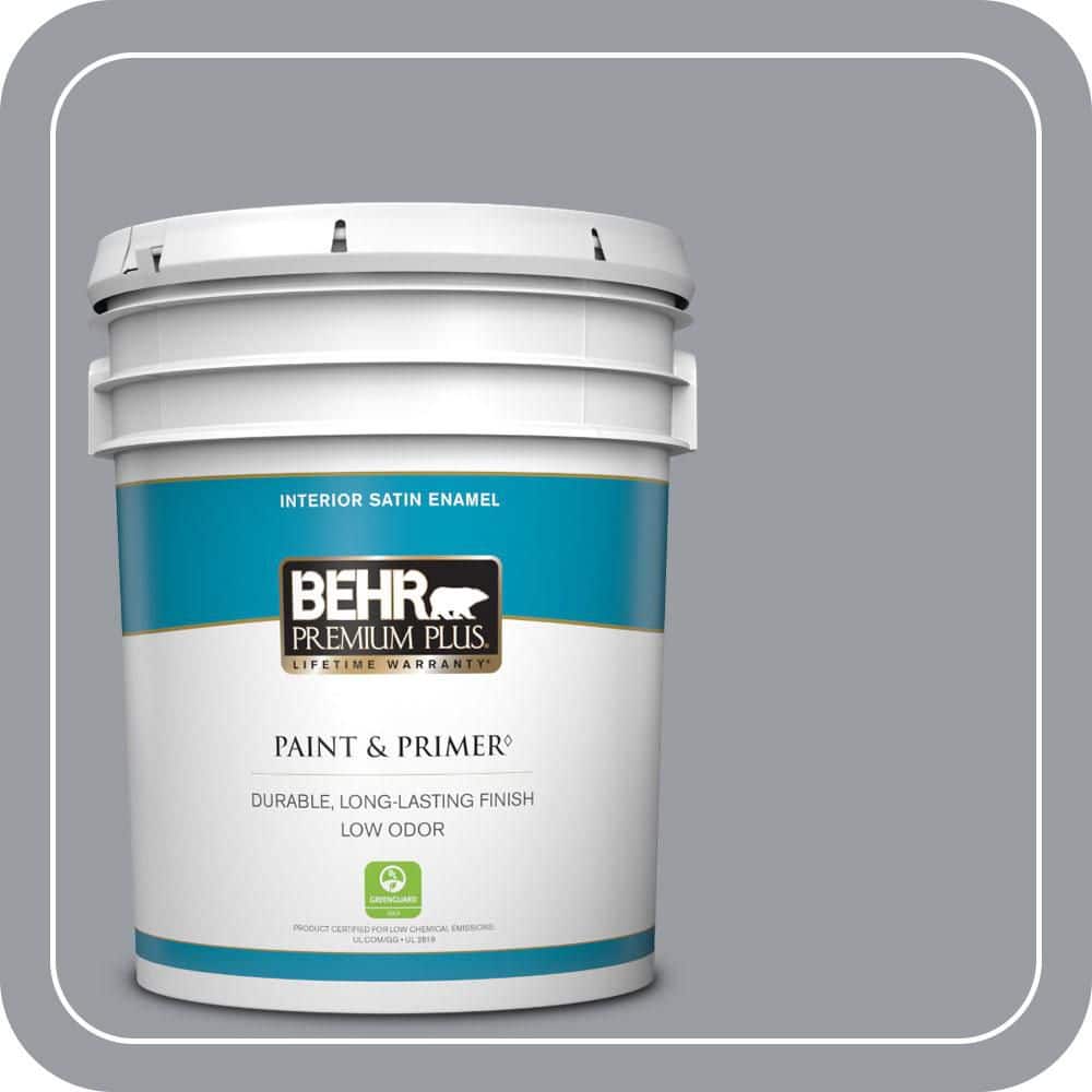 BEHR PREMIUM PLUS 5 gal. #PPU26-20 Smokey Lilac Satin Enamel Low Odor Interior Paint & Primer