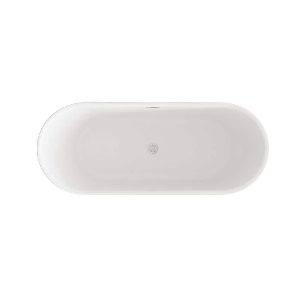 Unbranded Timeless Home 67 in. x 29 in. Soaking Bathtub with Center Drain in Glossy White with Brushed Nickel Trim (2)