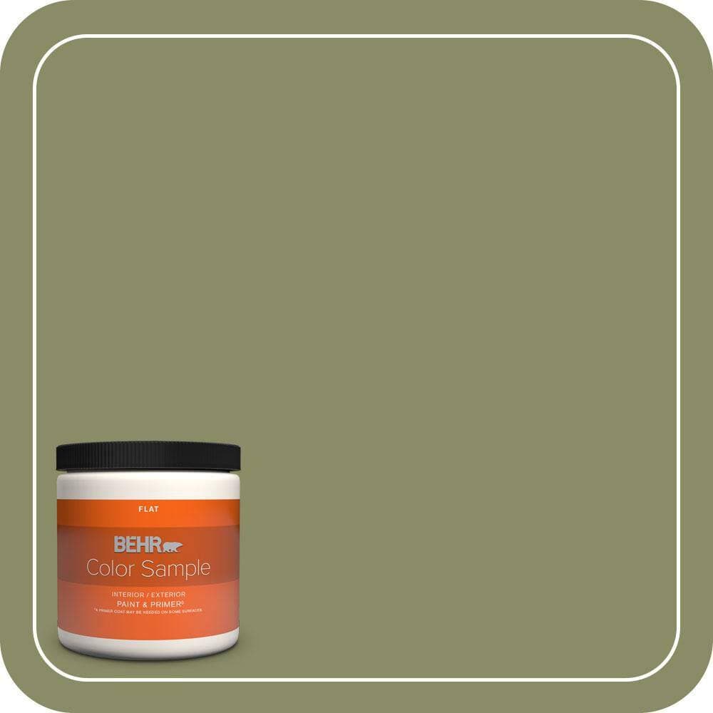 BEHR PREMIUM PLUS #S370-5 Pesto Paste Flat Interior/Exterior Paint & Primer Color Sample (1)