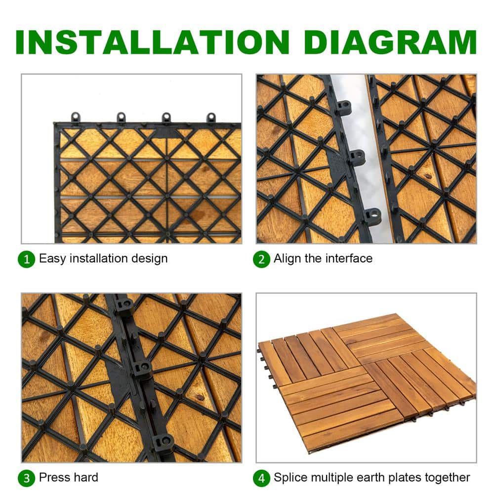 Pro Space 12 in. x 12 in. Acacia Wood Interlocking Flooring Deck Tile Sample Brown (3)