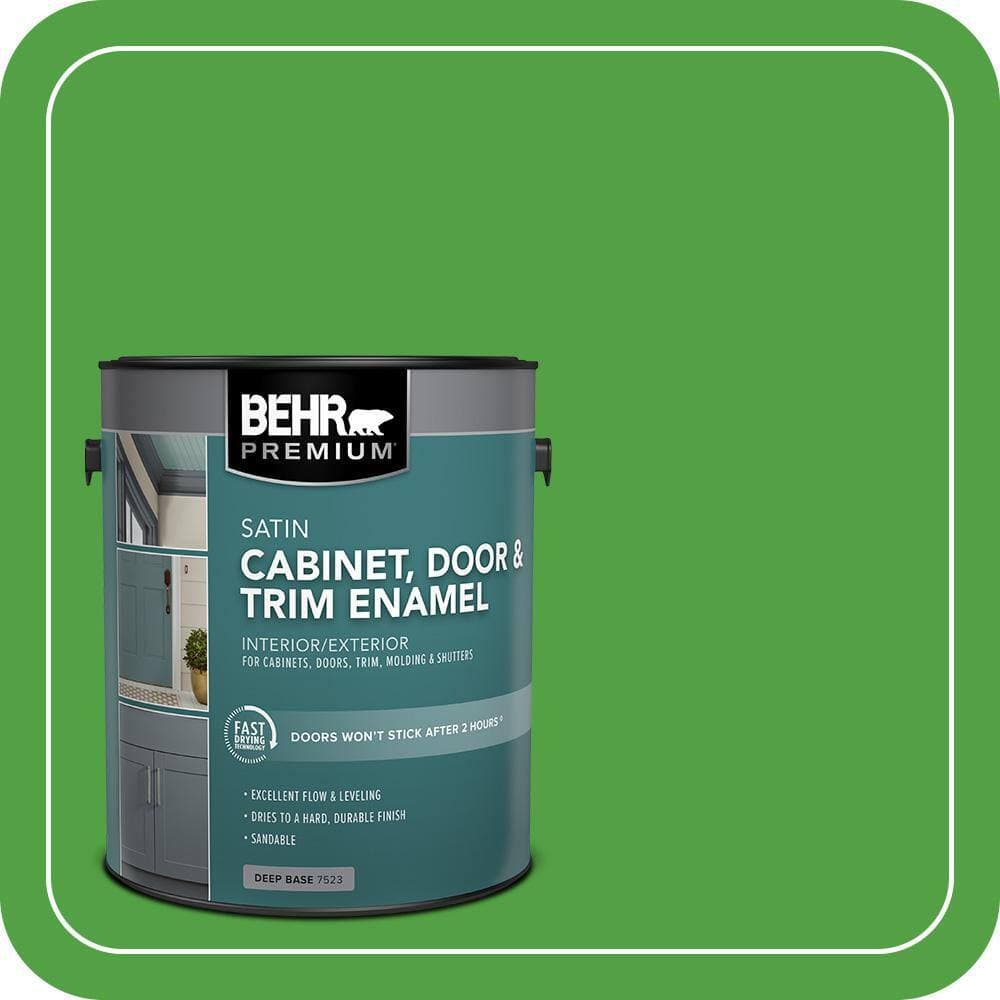 BEHR PREMIUM 1 gal. #S-G-440 Green Acres Satin Enamel Interior/Exterior Cabinet, Door & Trim Paint