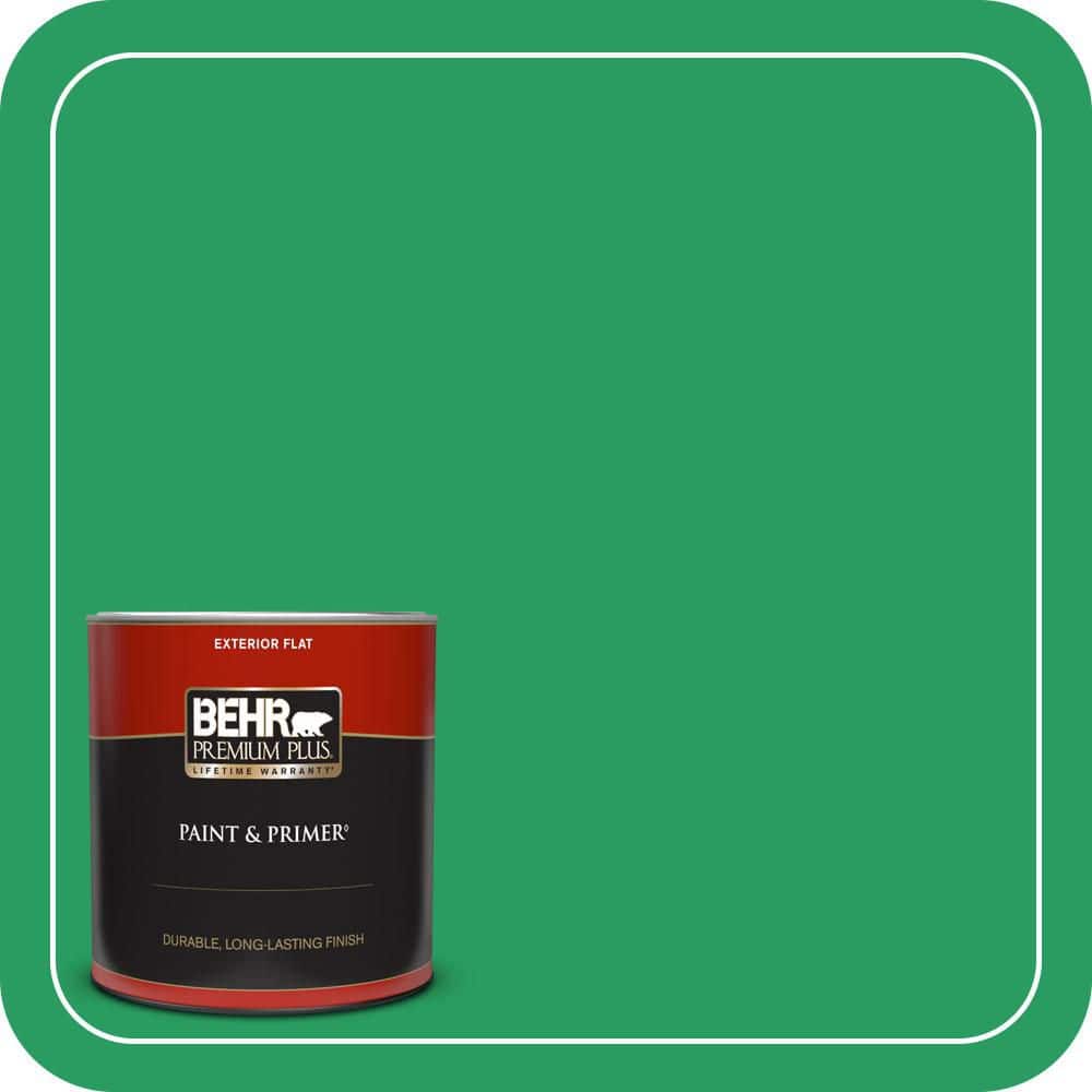 BEHR PREMIUM PLUS 1 qt. #S-G-450 Herbal Tea Flat Exterior Paint & Primer
