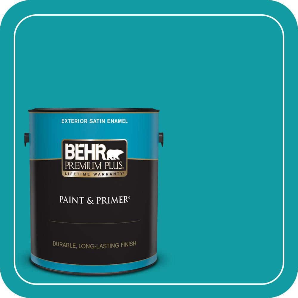 BEHR PREMIUM PLUS 1 gal. #MQ4-20 Island Dream Satin Enamel Exterior Paint & Primer