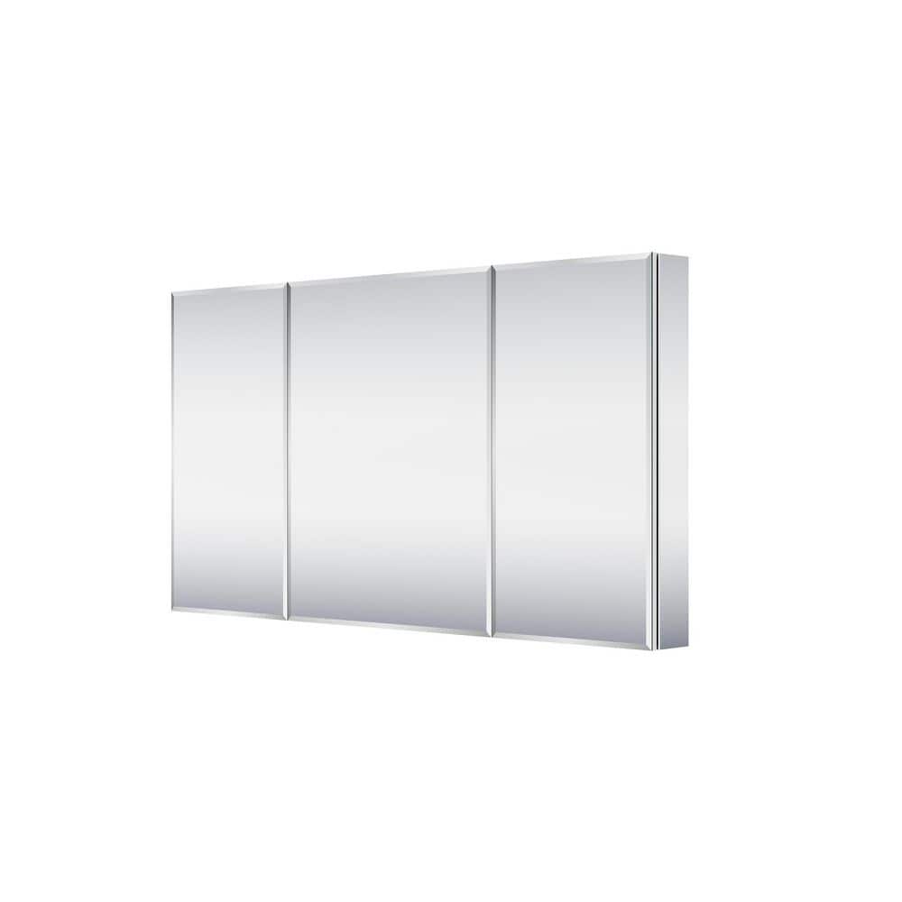 FORCLOVER Edge-Polished 56 in. W x 30 in. H Rectangular Aluminum Recessed/Surface Mount Medicine Cabinet with Mirror (1)