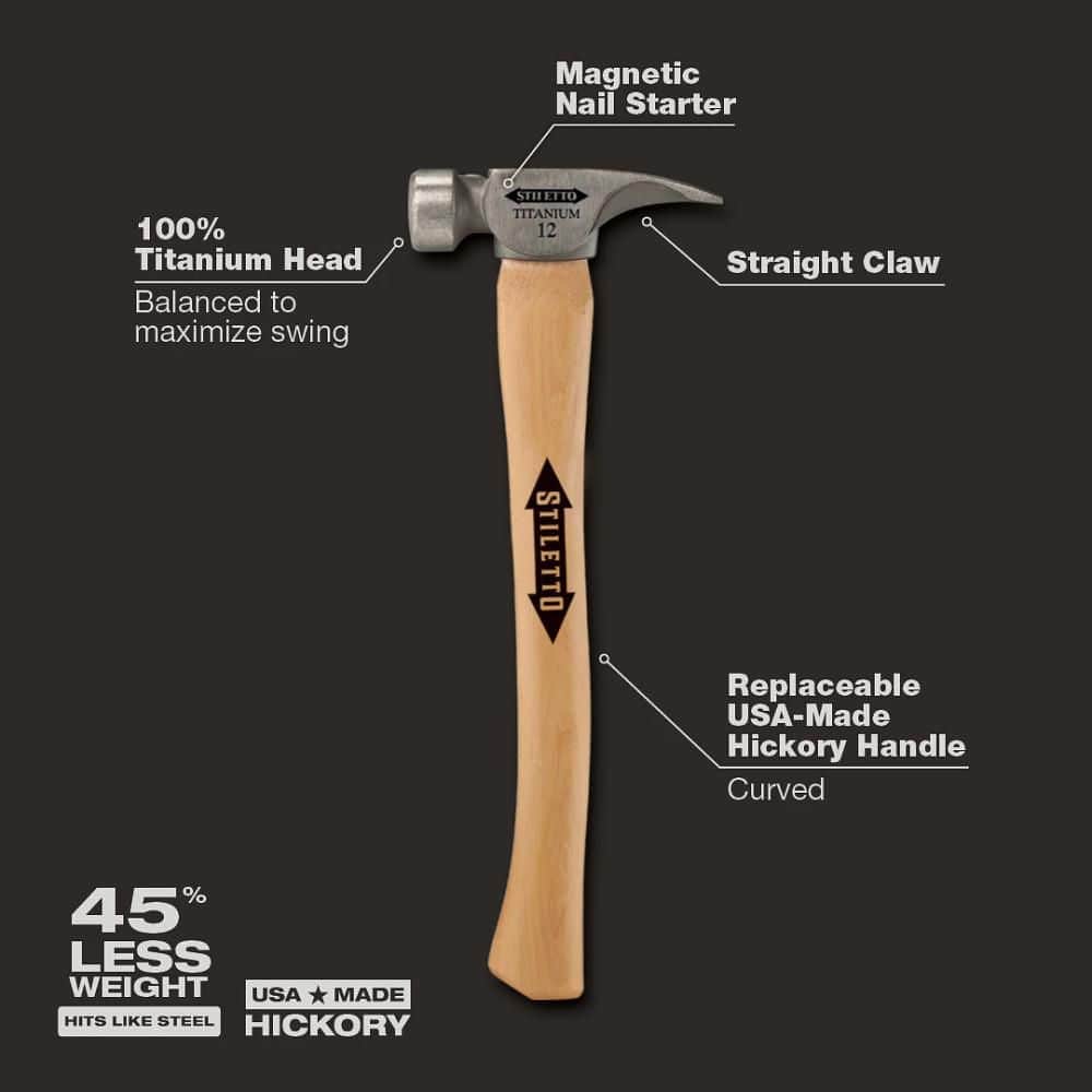 Stiletto Titanium Face Hammer with 18 in. Curved Hickory Handle (2)