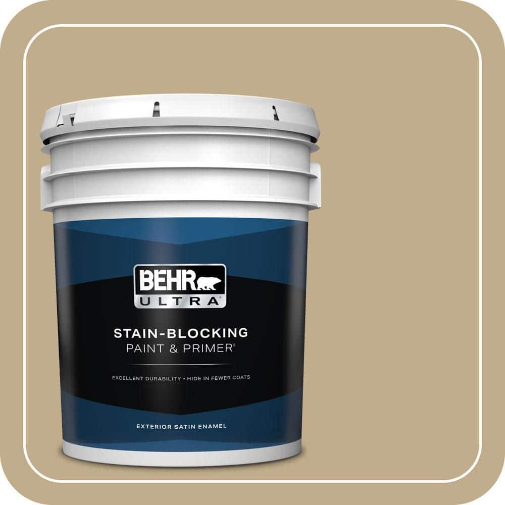 BEHR ULTRA 5 gal. #PPU7-21 Woven Straw Satin Enamel Exterior Paint & Primer