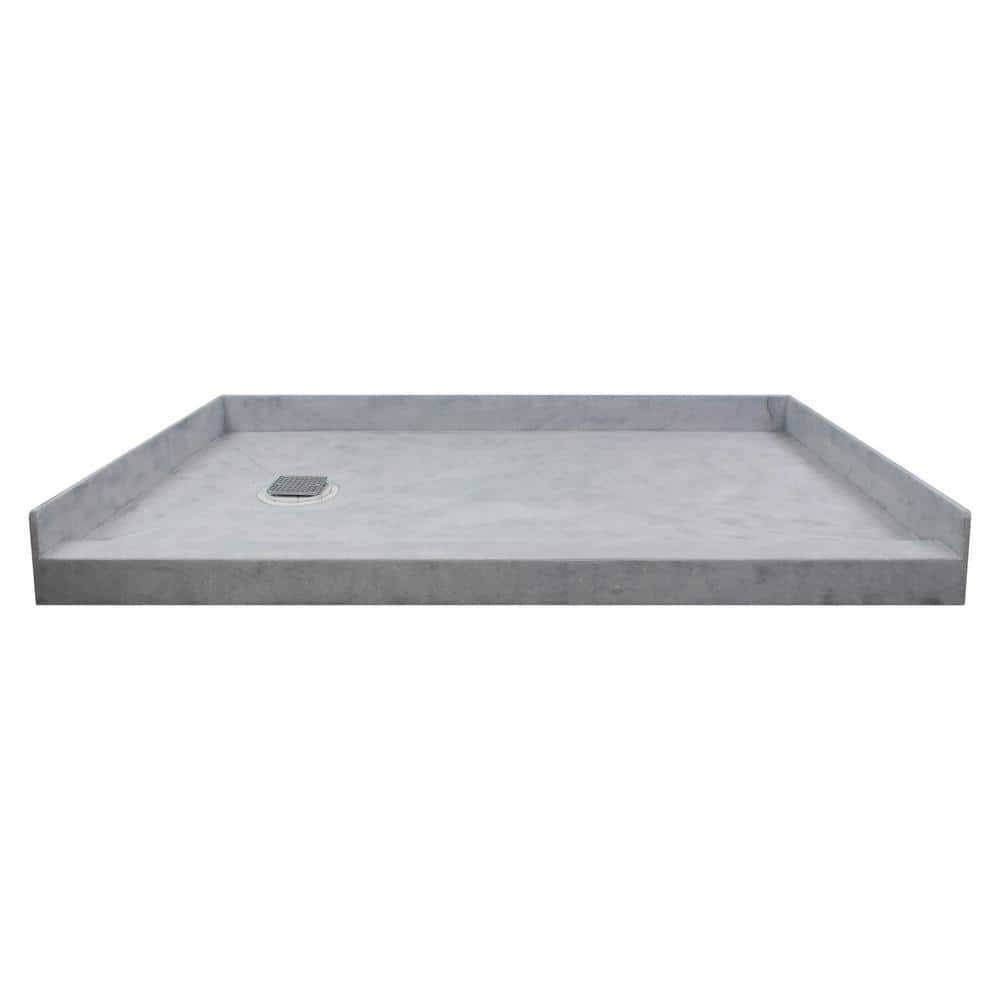 Transolid Ready to Tile 60 in. L x 34 in. W Single Threshold Alcove Shower Pan Base with a Left Drain in Dark Grey (1)