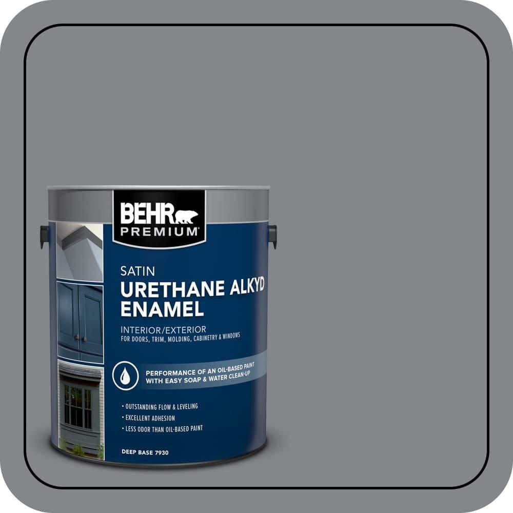 BEHR PREMIUM 1 gal. #N500-5 Magnetic Gray color Urethane Alkyd Satin Enamel Interior/Exterior Paint
