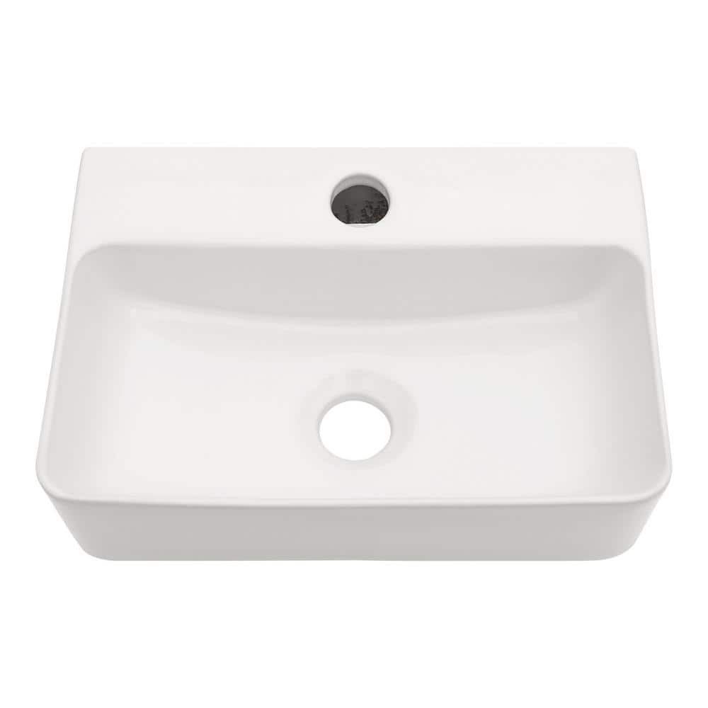 Unbranded 14.5 in.  L x 10 in.  W x 4.2  in.  H Compact Wall-Mounted Bathroom Ceramic Sink in White