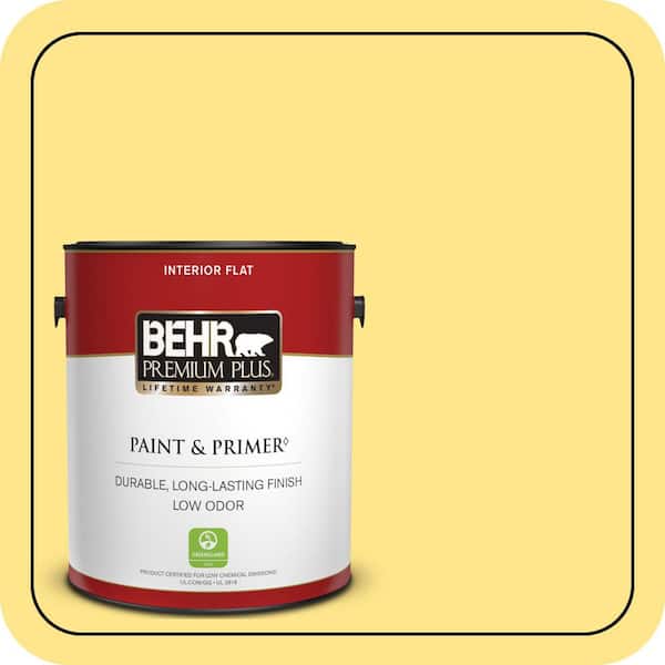 BEHR PREMIUM PLUS #370A-3 Bicycle Yellow Interior/Exterior Paint & Primer Color Sample (4)
