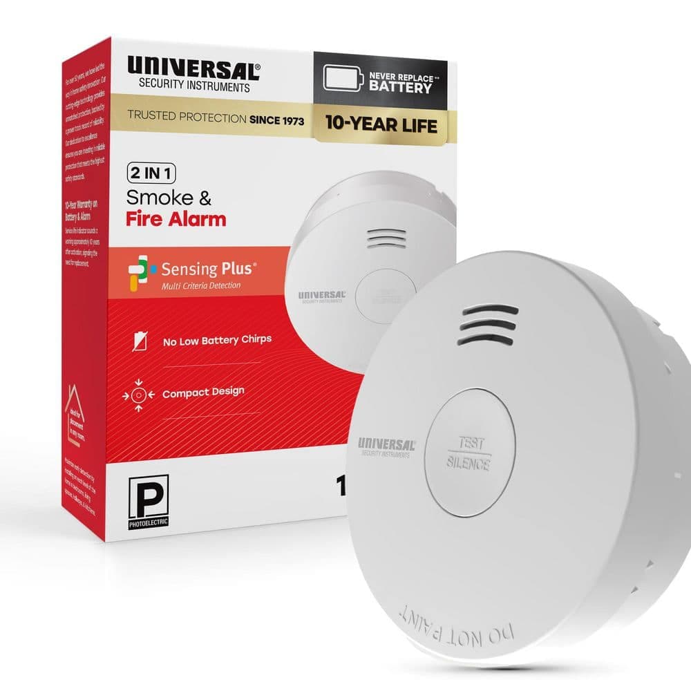 Universal Security Instruments 10-Year Battery Powered Mini Smoke and Fire Detector with Photoelectric Sensor
