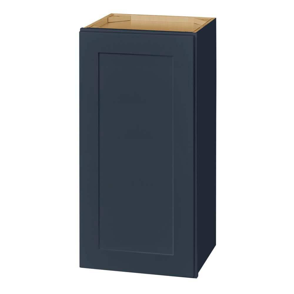 Hampton Bay Avondale 15 in. W x 12 in. D x 30 in. H Ready to Assemble Plywood Shaker Wall Kitchen Cabinet in Ink Blue