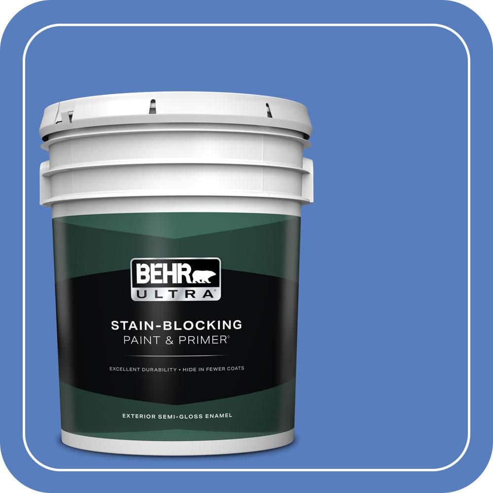 BEHR ULTRA 5 gal. #MQ4-25 Blue Iolite Semi-Gloss Enamel Exterior Paint & Primer