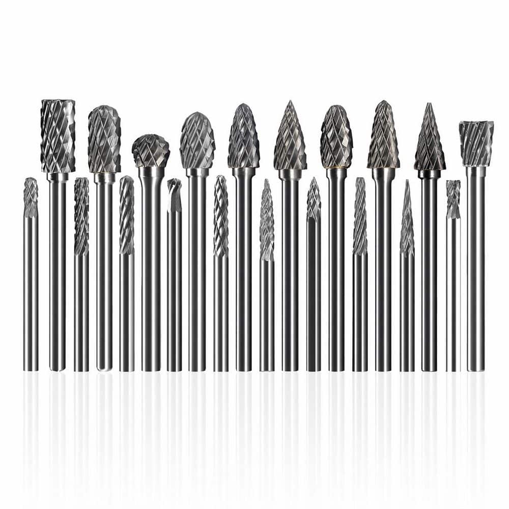 LAIFUCAM 20-Pieces Tungsten Carbide Burr Set 1/8 in. Shank Rotary File Grinding Carving Kit for Metal Wood Stone Steel (1)