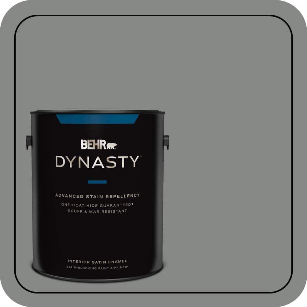 BEHR DYNASTY 1 gal. #PPU25-17 Euro Gray Satin Enamel Interior Stain-Blocking Paint and Primer
