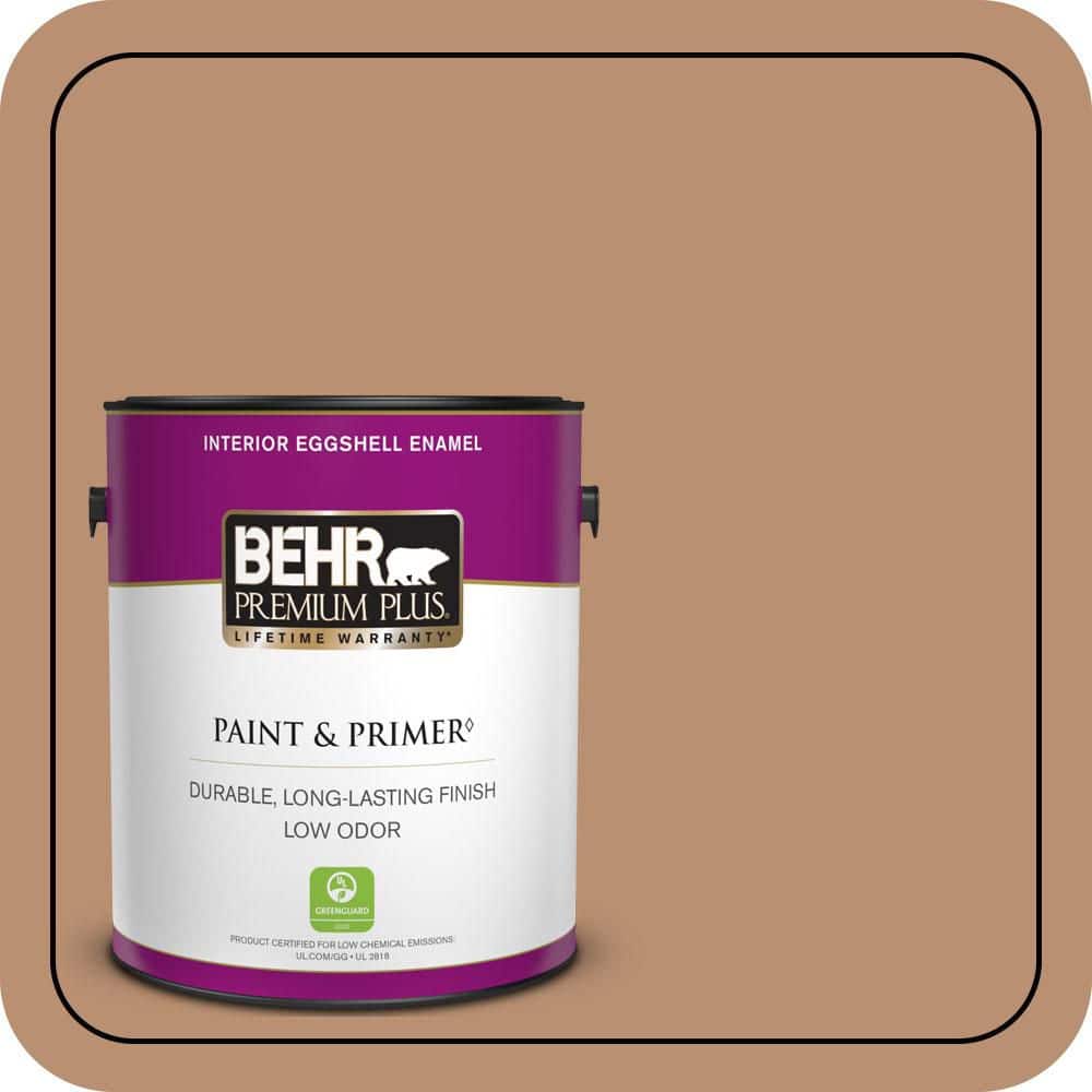 BEHR PREMIUM PLUS 1 gal. #S230-5 Sugar Maple Eggshell Enamel Low Odor Interior Paint & Primer (1)