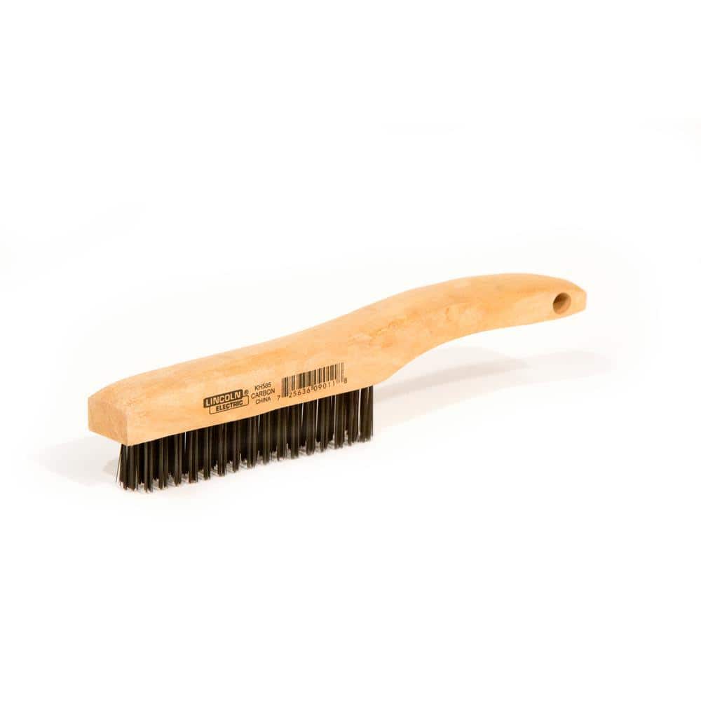 Lincoln Electric 9 in. Long Wooden Handled Carbon Steel Welding Wire Brush (.8 in. x 4.9 in. Bristle Area 4 x 16 Row) (4)