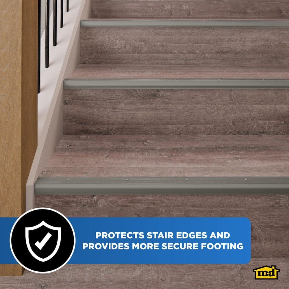 M-D Building Products 1-1/8 in. x 36 in. Titanium Aluminum Brushed Stair Edging (3)