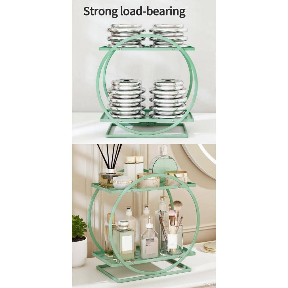 Whatseaso 11 in. W x 11.4 in H x 6 in. D Metal in Green Over The Toilet Storage 2-Tier Bathroom Countertop Organizers (2)