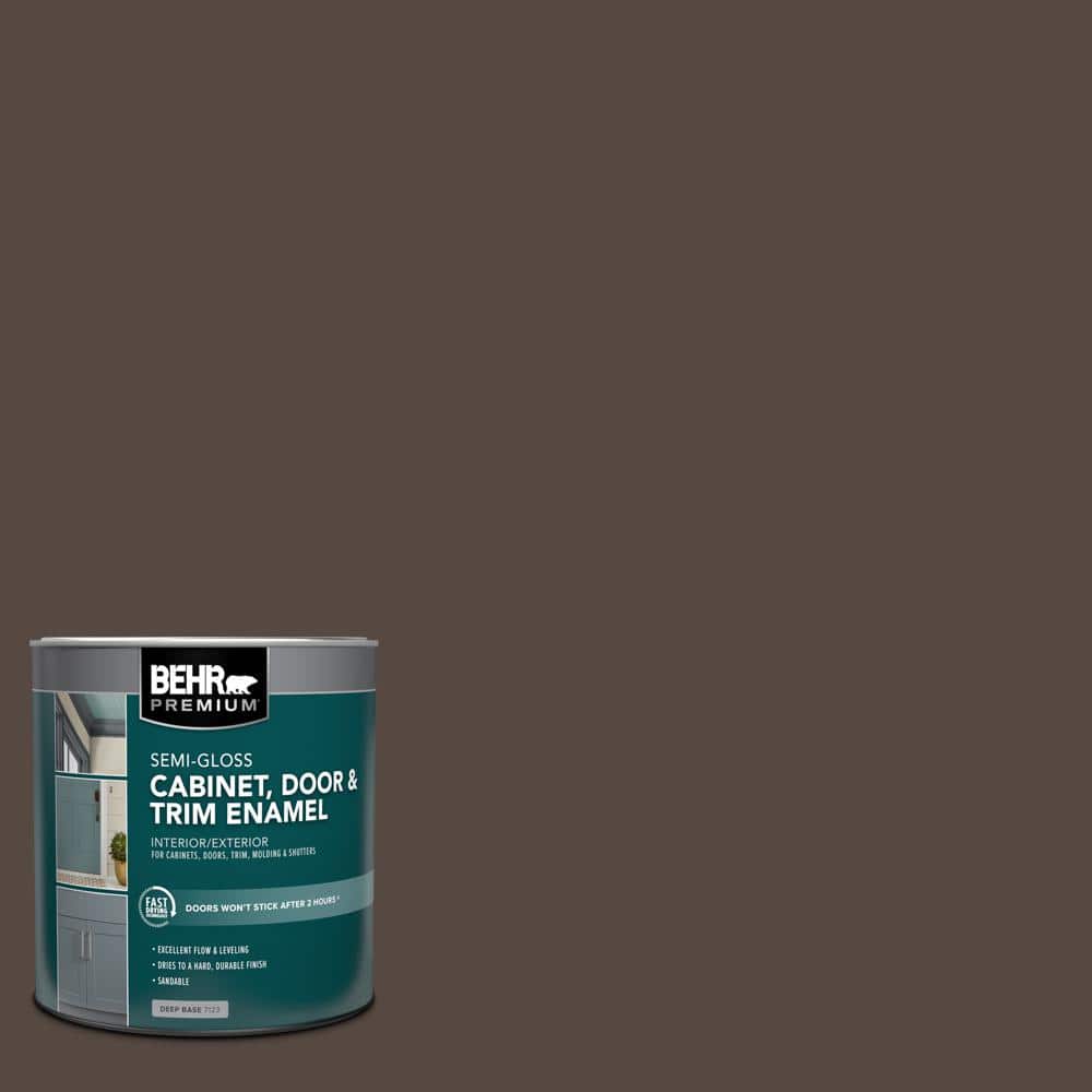 BEHR PREMIUM 1 qt. #N210-7 Havana Coffee Semi-Gloss Enamel Interior/Exterior Cabinet, Door & Trim Paint (1)