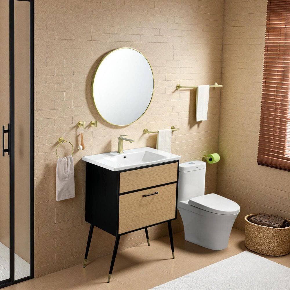 Unbranded 6-Piece Bath Hardware Set with Towel Bars, Toilet Paper Holder, Robe Towel Hooks, Towel Ring in Brushed Gold (2)