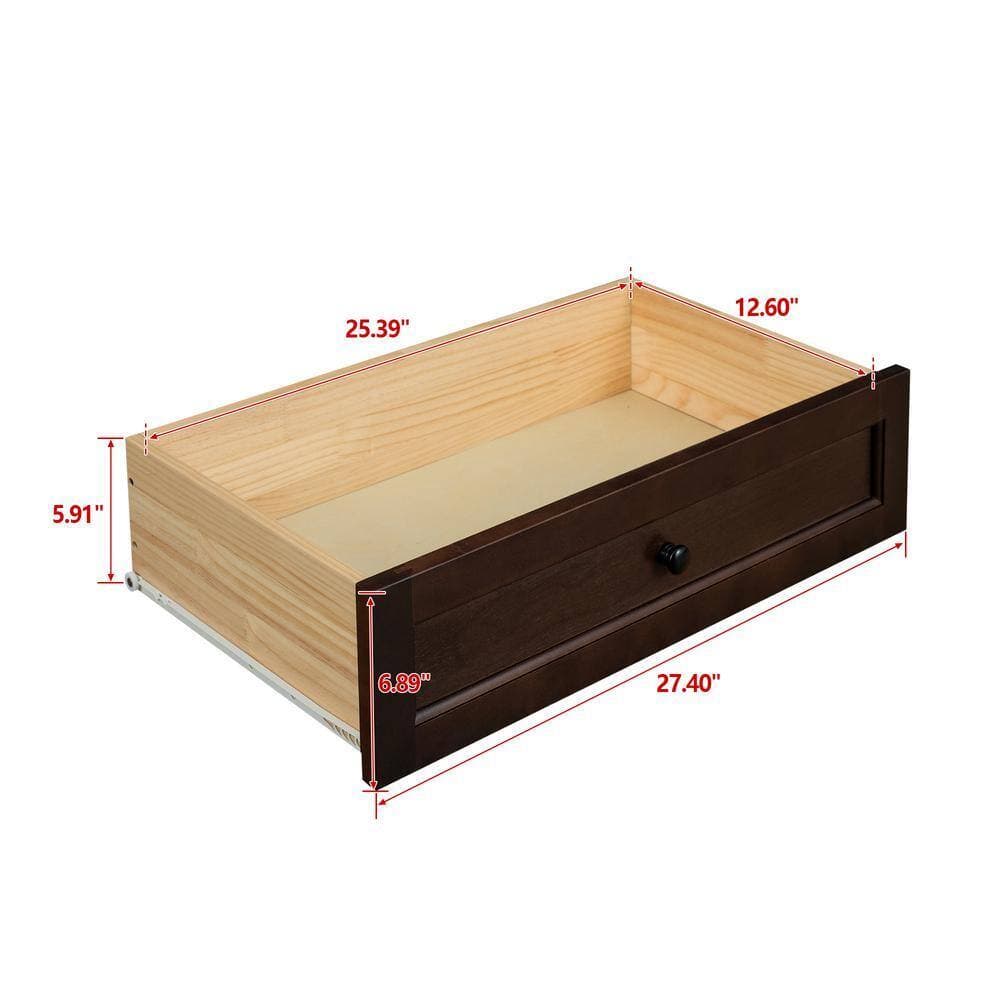 Unbranded 17.72 in. W x 32.68 in. D x 35.55 in. H Auburn Brown Linen Cabinet with 4-Drawers, Retro Round Handle (2)