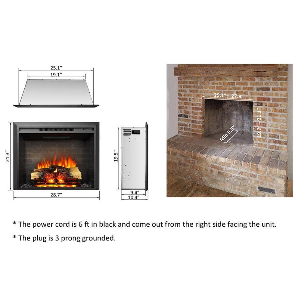 Legend Flame Carl 28 in. Electric Fireplace Insert, Fireplace Heater 750/1500W, Fire Crackling Sound, Remote Control (2)