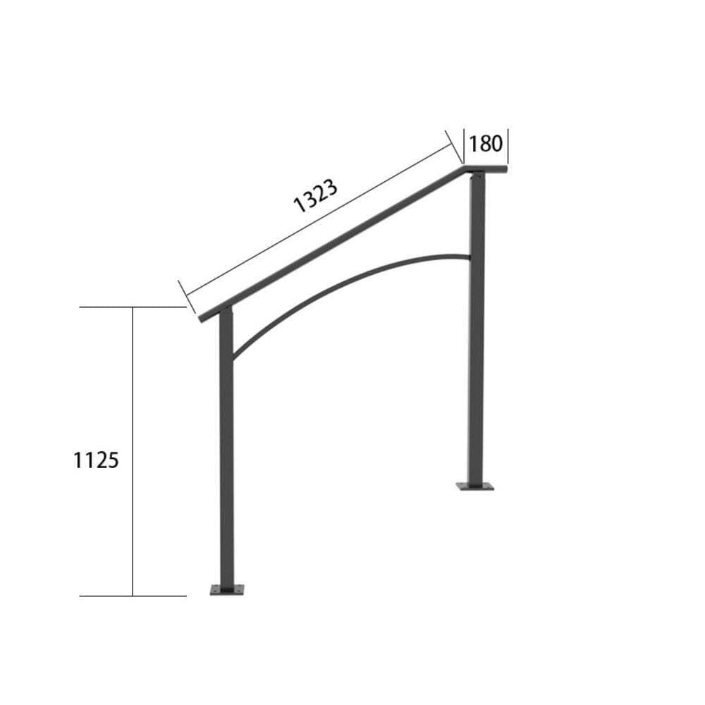 xinyoec Handrails for Outdoor Steps, Fit 1 or 3 Steps Outdoor Stair Railing, Black Wrought Iron Handrail (3)