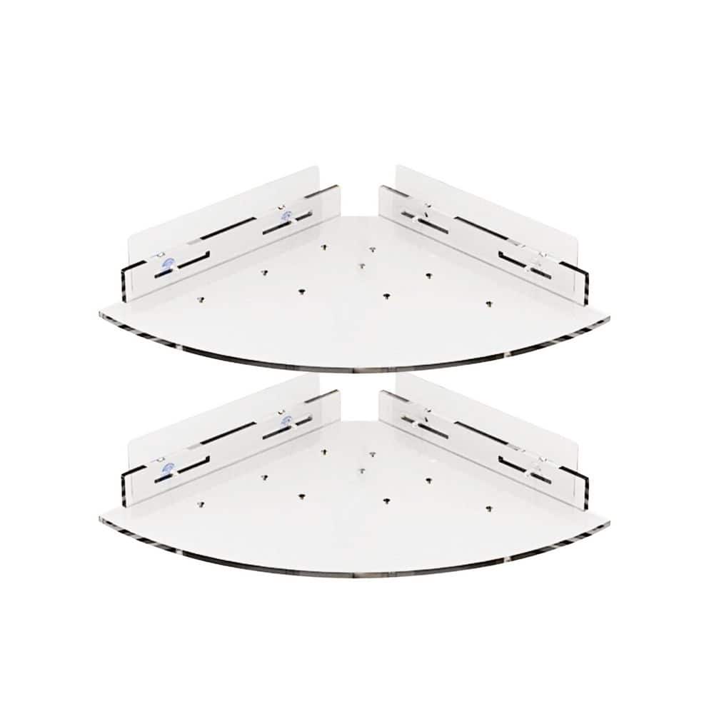 Unbranded 2 Pack Brushed Nickel Acrylic Corner Shower Caddy Shelf No Drilling Adhesive Wall Mounted Bathroom Organizer Set (1)
