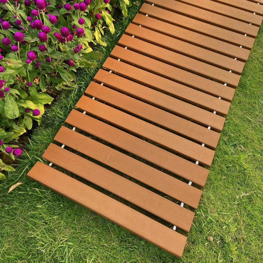 Pro Space 144 in. x 17 in. Garden Roll Out Wooden Pathway Deck Tile Sample, Wood Color, Covering 17 sq. ft. (2)