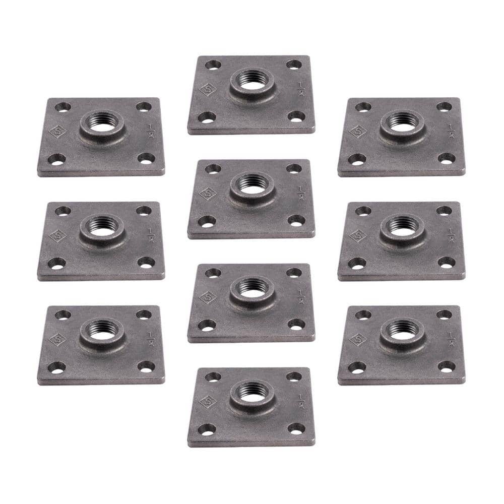 PIPE DECOR 1/2 in. Black Iron Square Flange Fitting (1)