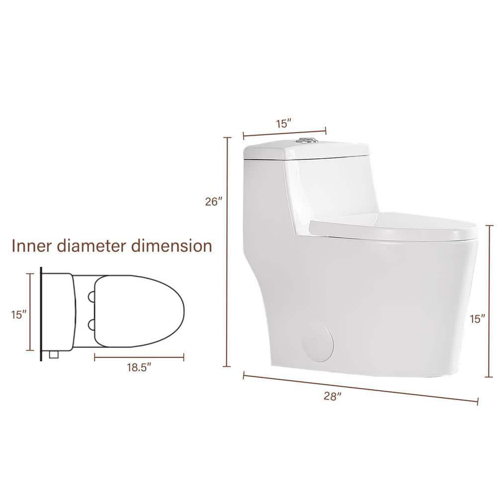Logmey One-Piece Toilet 1.1/1.6 GPF Dual Flush Elongated Toilet in White Seat Included (3)