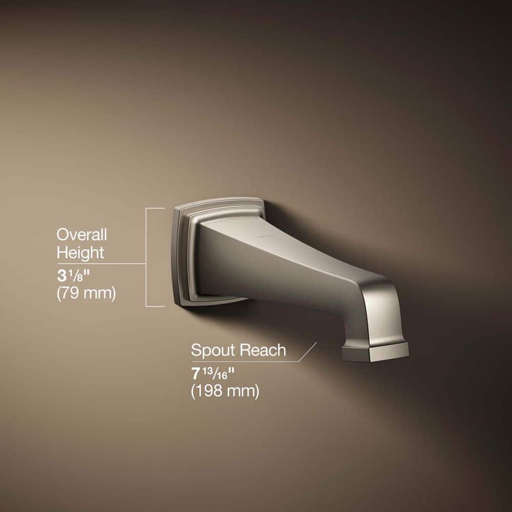 KOHLER Riff Wall Mount Non-Diverter Bath Spout, Vibrant Brushed Nickel (3)