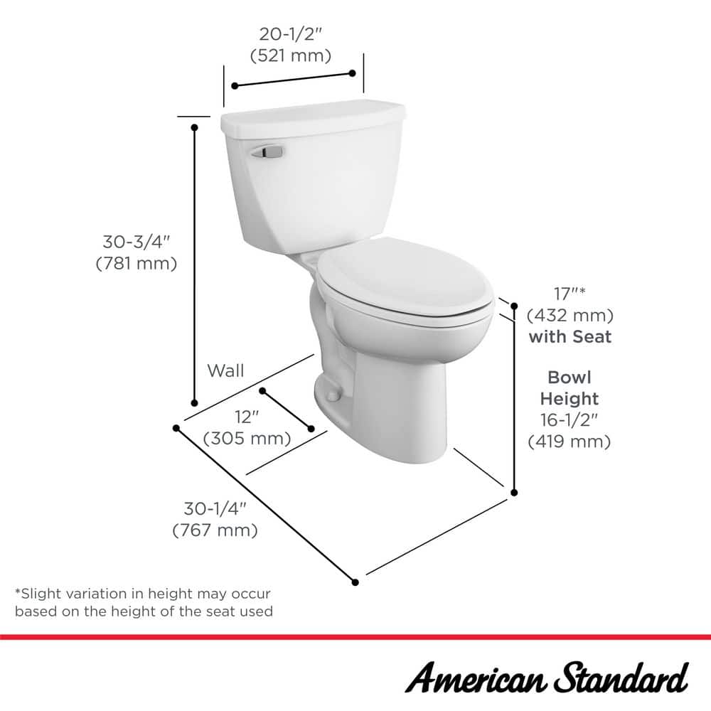 American Standard Cadet FloWise Tall Height Pressure-Assisted 2-piece 1.1 GPF Elongated Toilet in White, Seat Not Included (3)