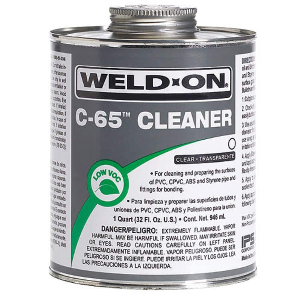 Weld-On C-65 PVC/CPVC/ABS/Styrene Cleaner, Clear, Low VOC, 1/2 Pint (8 fl. oz. )