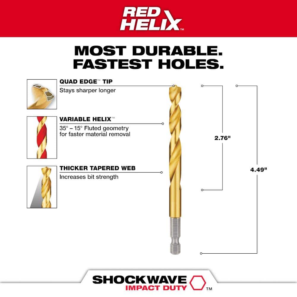 Milwaukee Shockwave 21/64 in. Titanium Drill Bit (4)