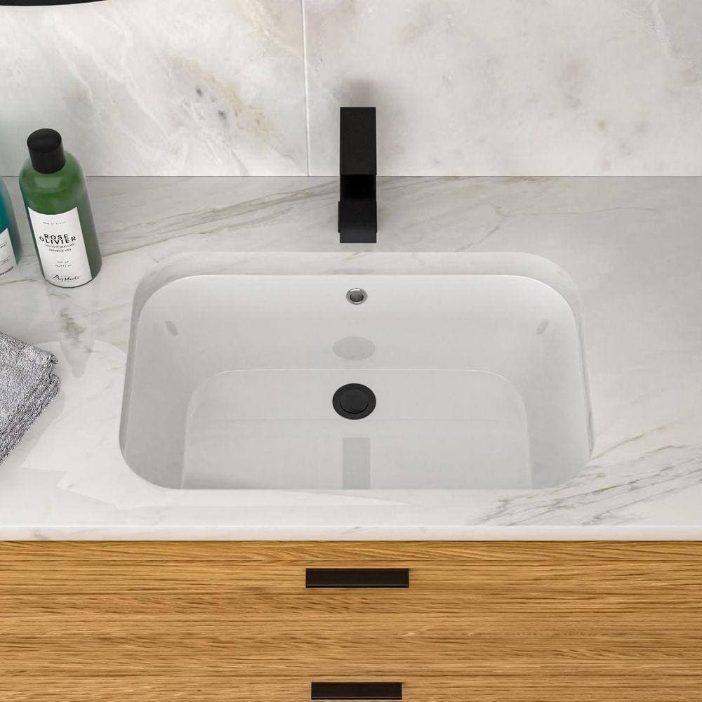 YSQCAR 22 in. Undermount Rectangular Ceramic Bathroom Sink in White, with Overflow (2)