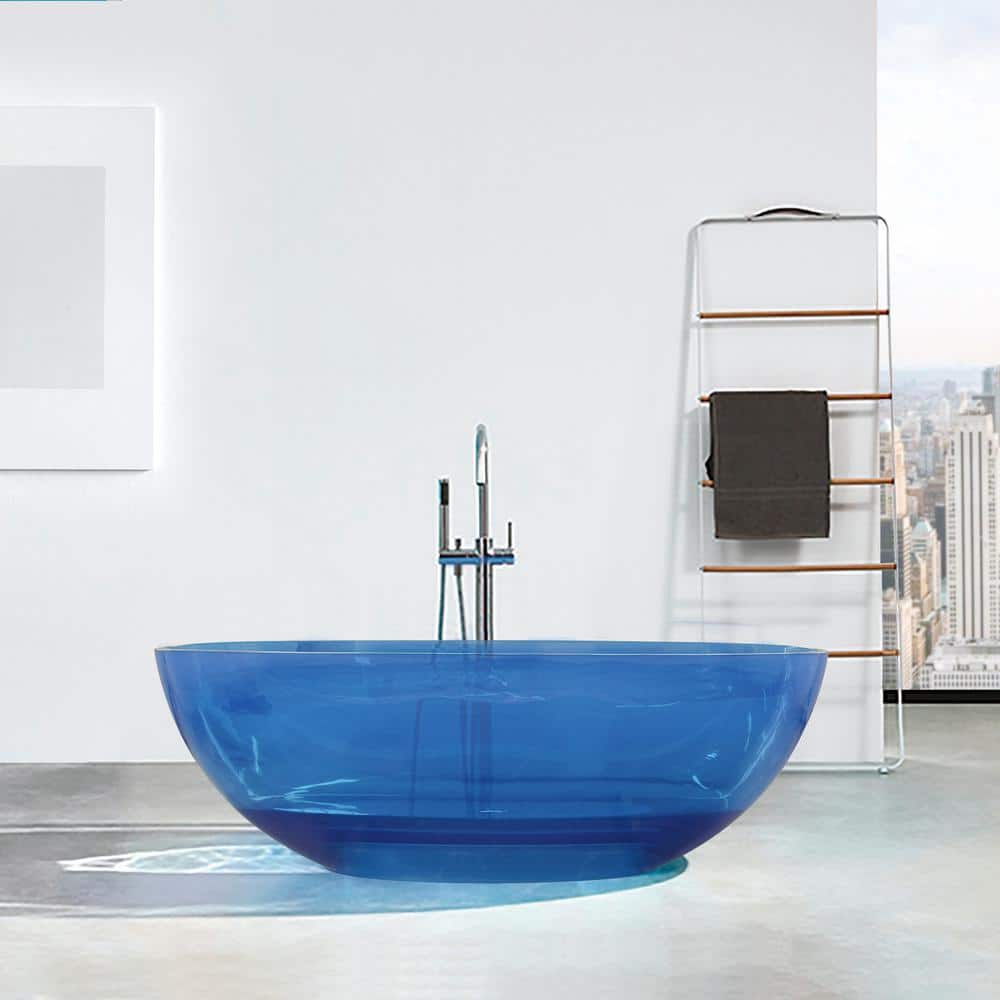 Zeus & Ruta 65.2 in. x 29.7 in. Soaking Bathtub in Transparent Blue (1)