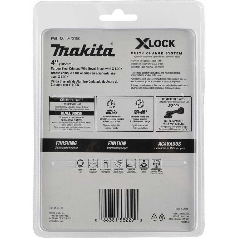 Makita X-Lock 4 in. Carbon Steel Crimped Wire Bevel Brush (2)