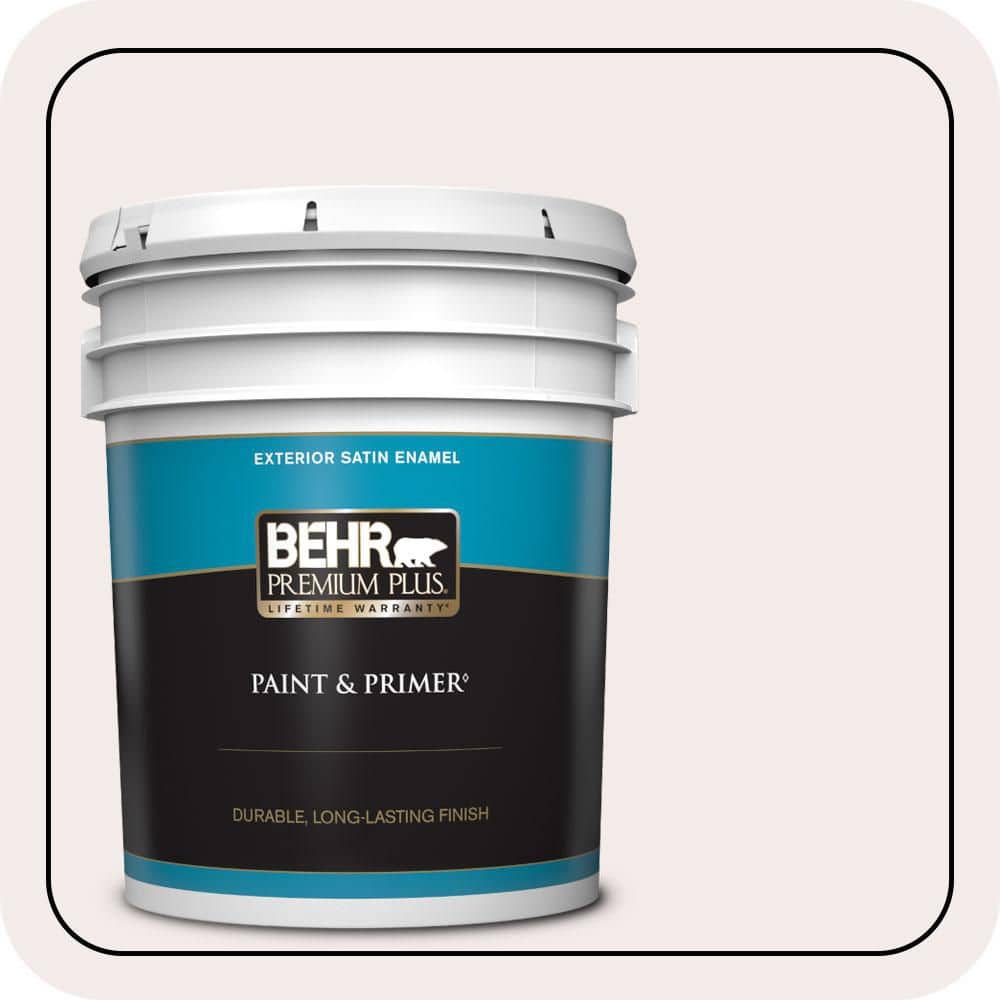 BEHR PREMIUM PLUS 5 gal. #680C-1 Wispy Pink Satin Enamel Exterior Paint & Primer