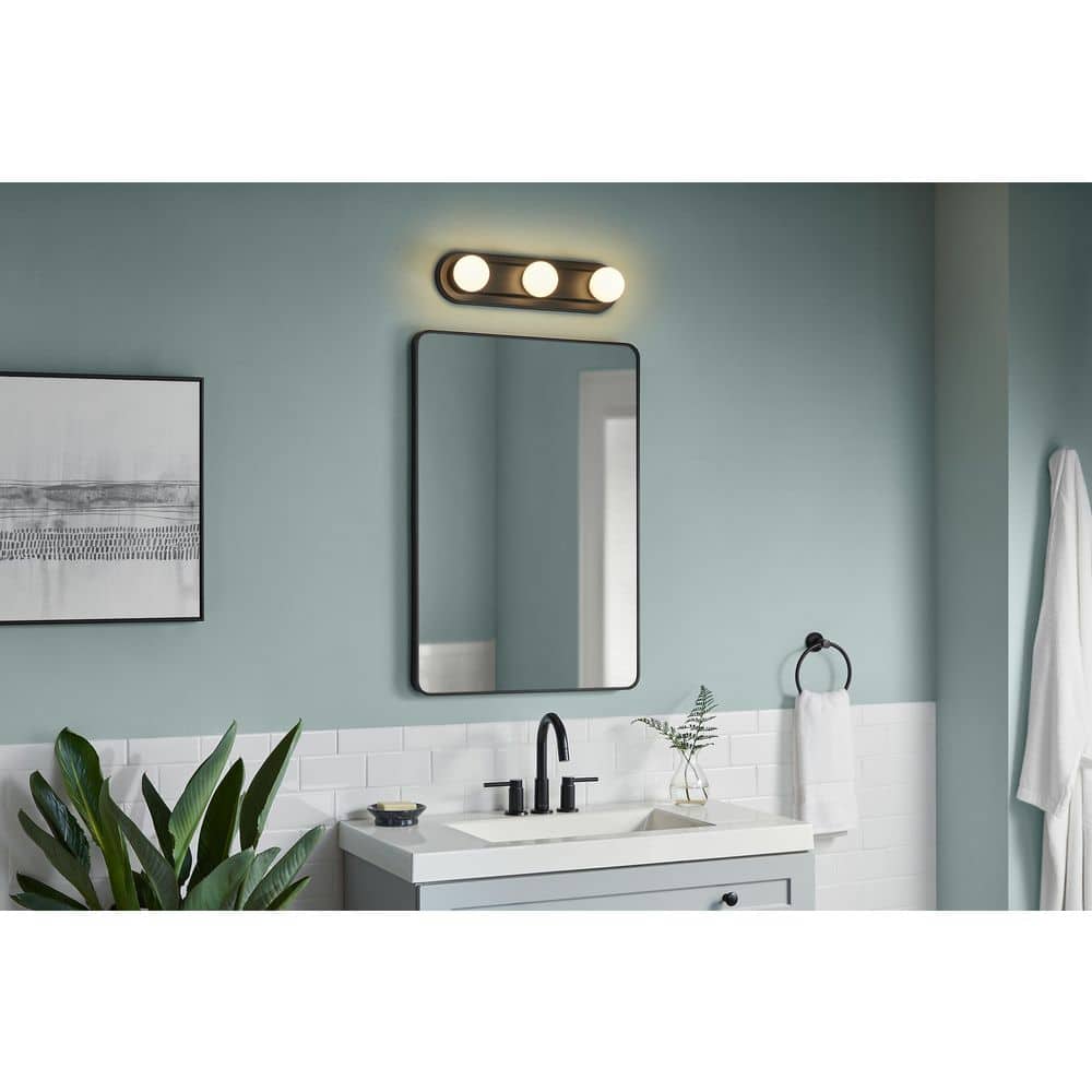 Hampton Bay Midford 18 in. 3-Light LED 5CCT Vanity Light with Interchangeable Brushed Nickel, Black and Chrome Trims (2)